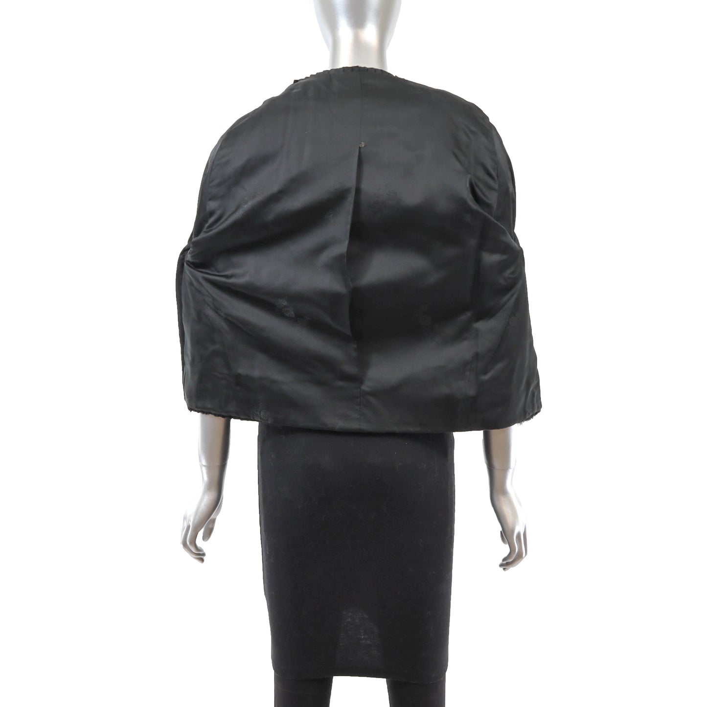 Black Lamb Jacket with Mink Trim- Size M