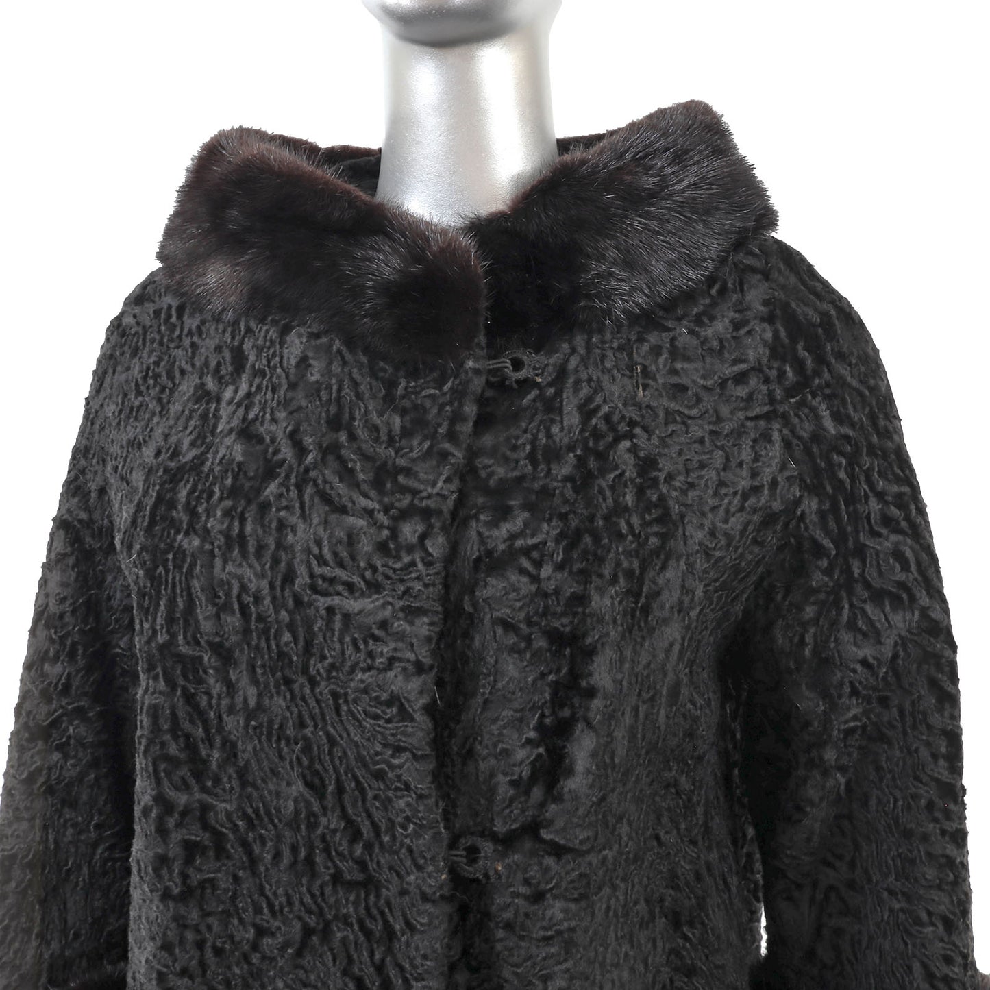 Black Lamb Jacket with Mink Trim- Size M