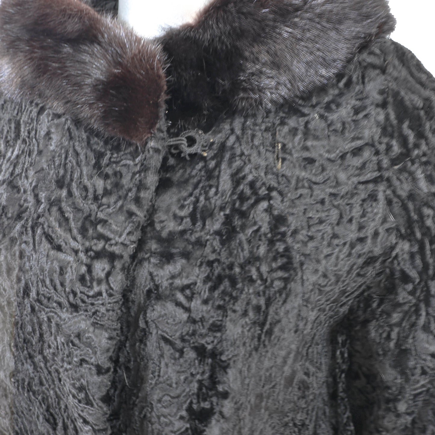 Black Lamb Jacket with Mink Trim- Size M