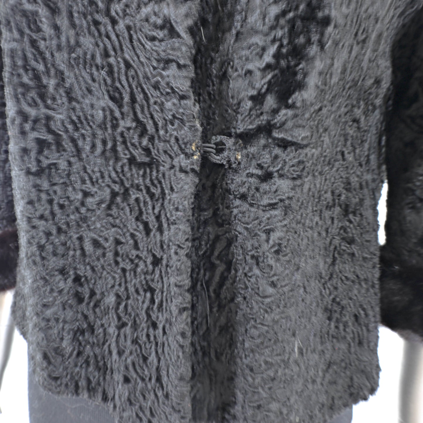 Black Lamb Jacket with Mink Trim- Size M