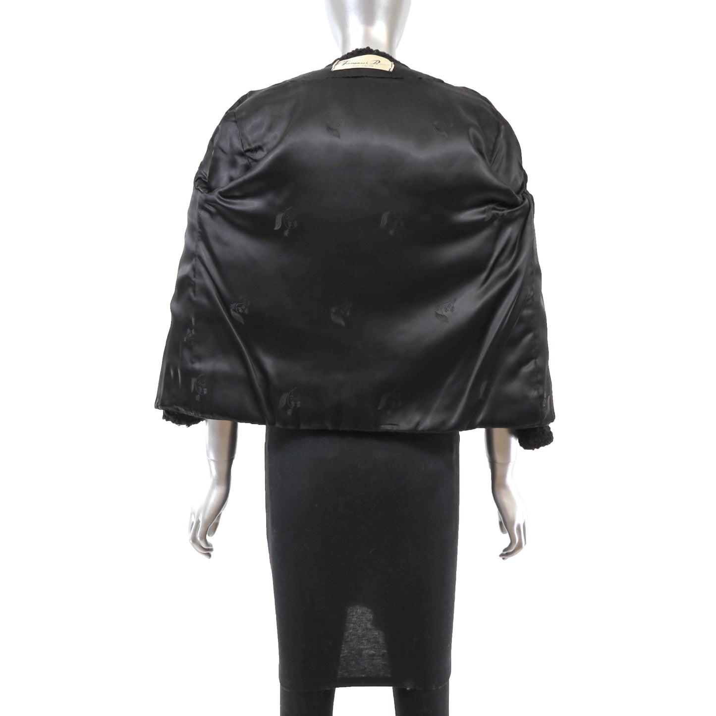 Black Persian Lamb Jacket with Mink Trim- Size S