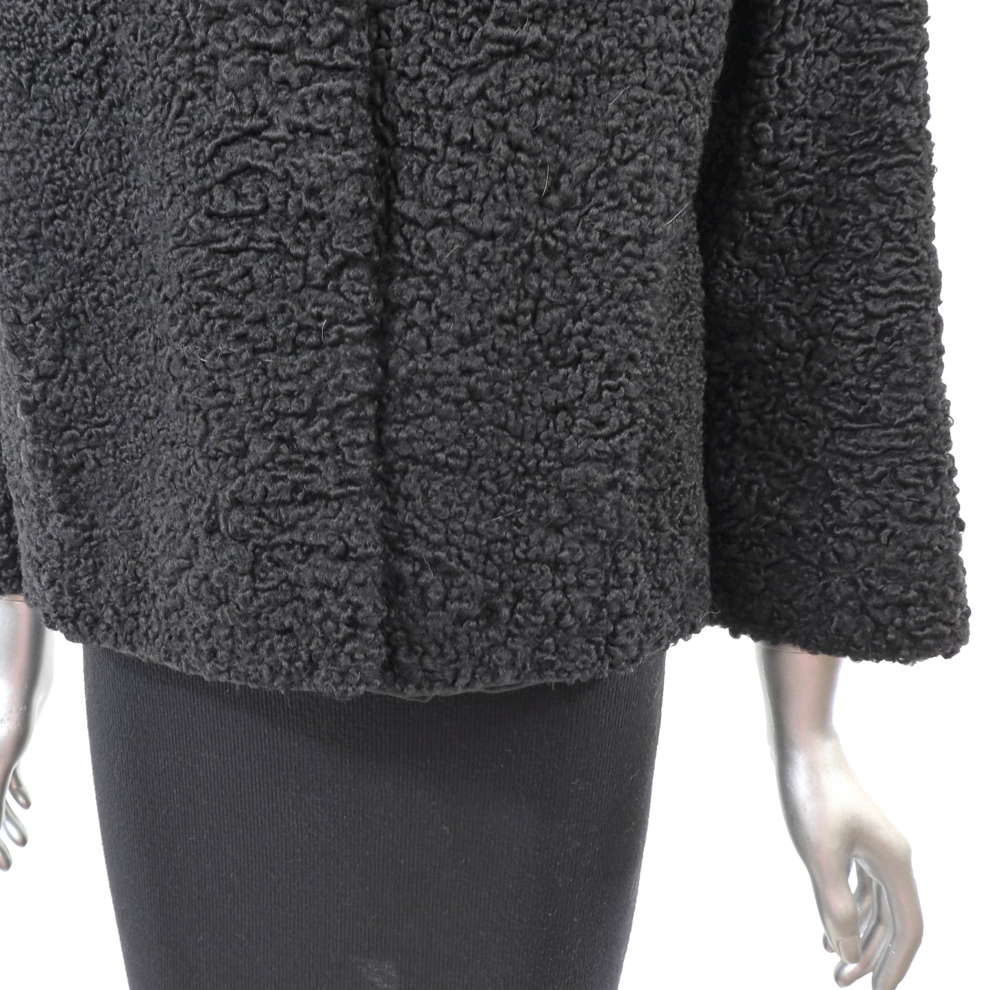 Black Persian Lamb Jacket with Mink Trim- Size S