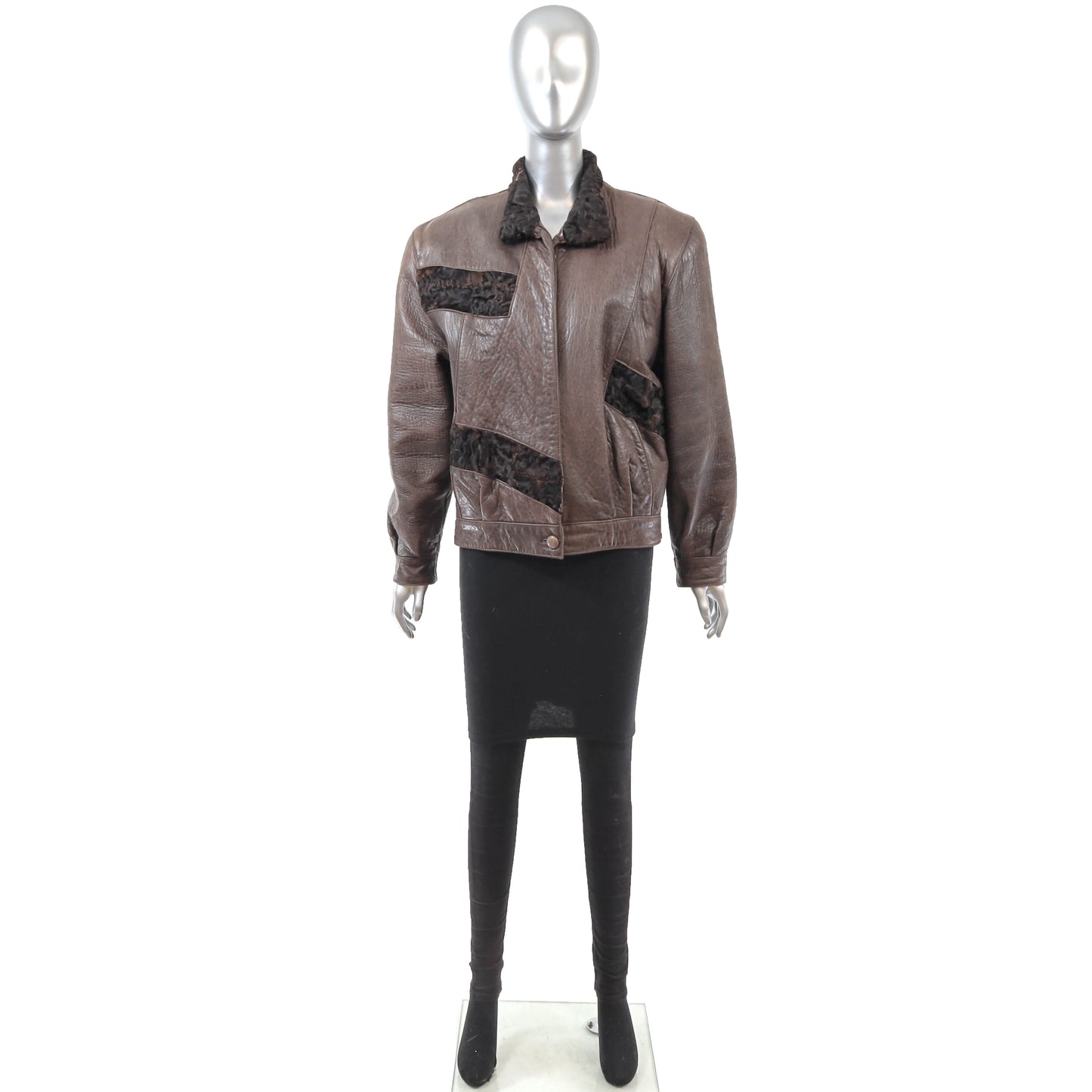 Brown Lamb and Leather Jacket- Size S