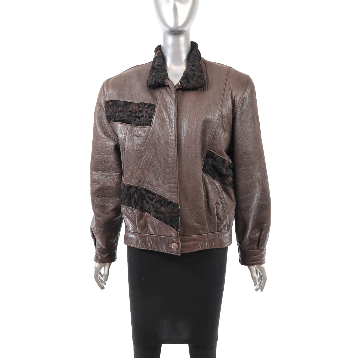 Brown Lamb and Leather Jacket- Size S