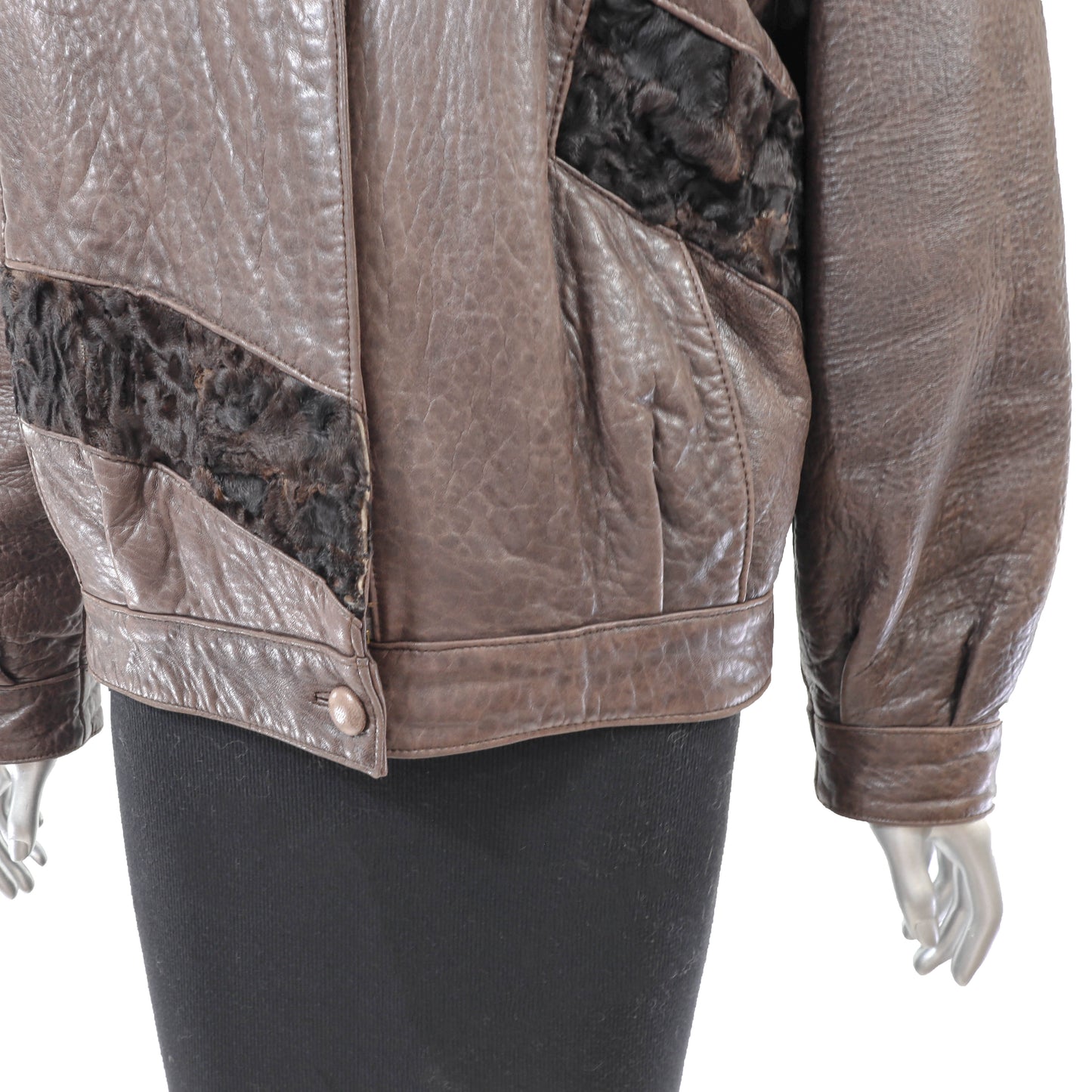 Brown Lamb and Leather Jacket- Size S