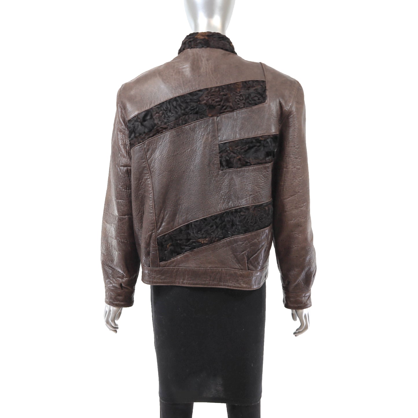 Brown Lamb and Leather Jacket- Size S