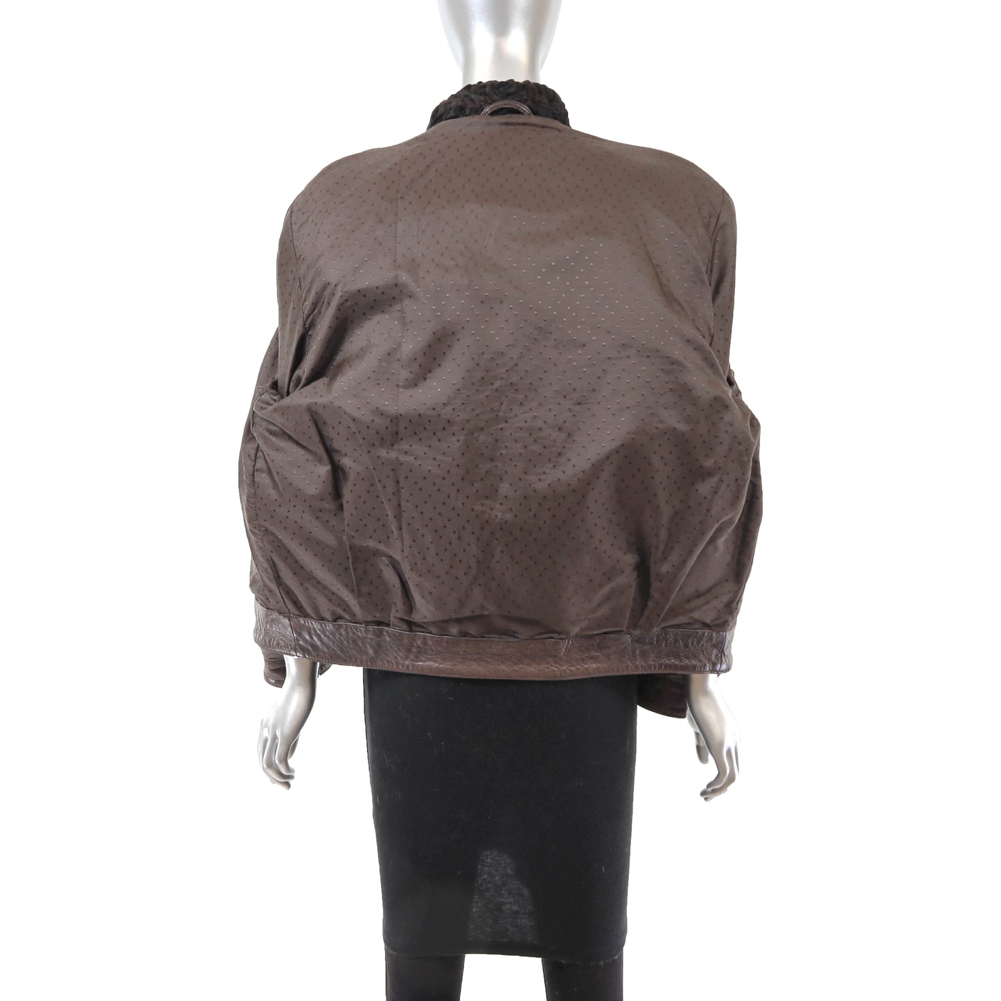 Brown Lamb and Leather Jacket- Size S
