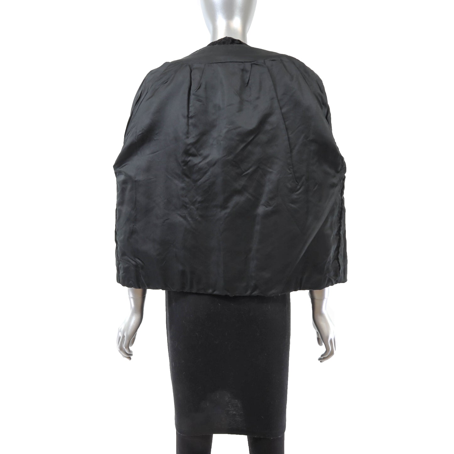 Black Lamb Jacket with Mink Collar- Size M