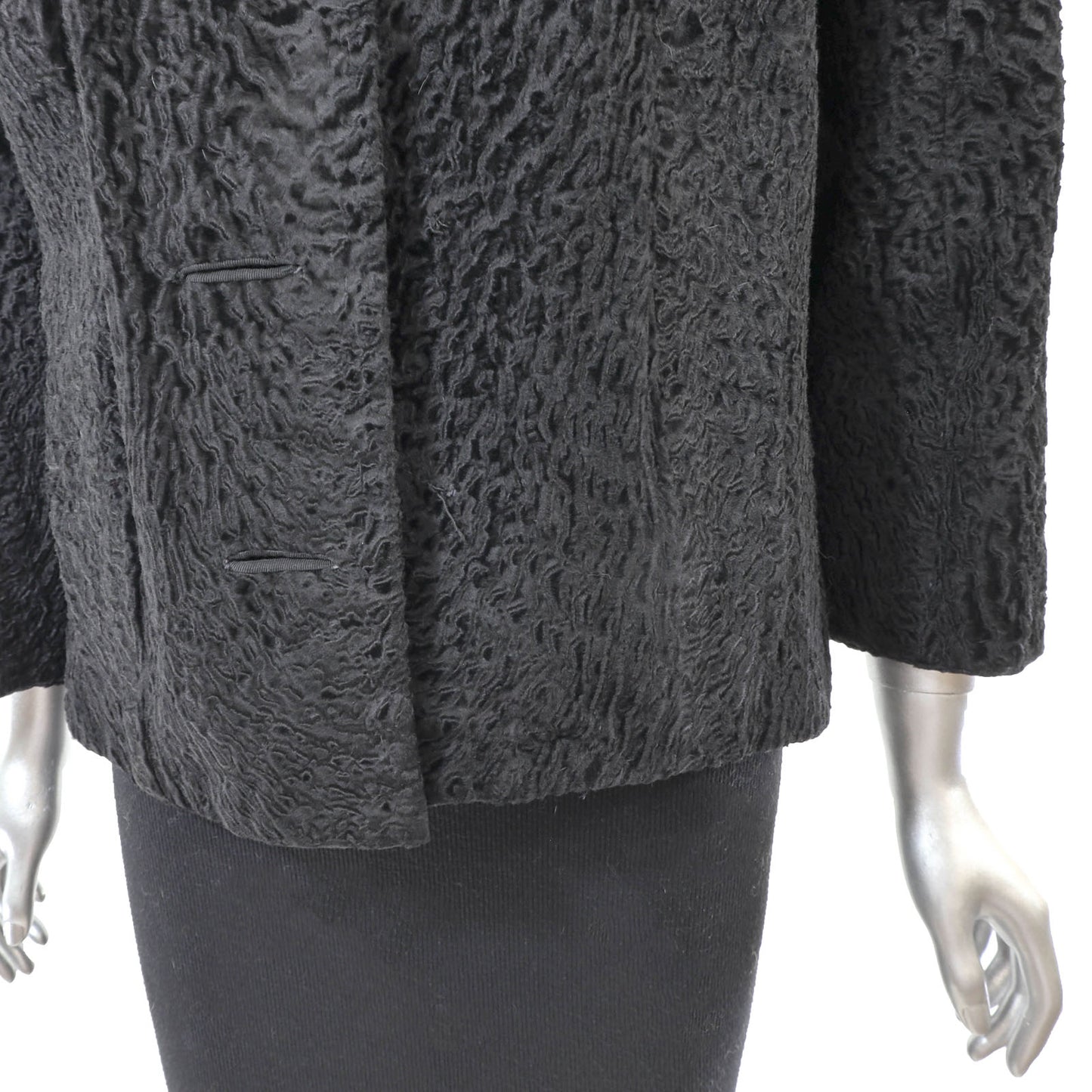 Black Lamb Jacket with Mink Collar- Size M