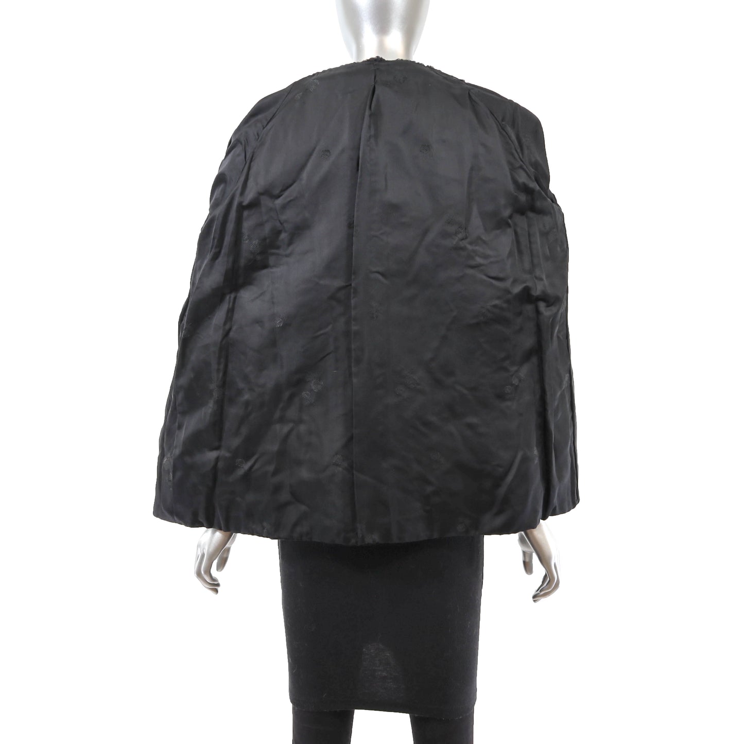 Black Lamb Jacket with Mink Trim- Size L