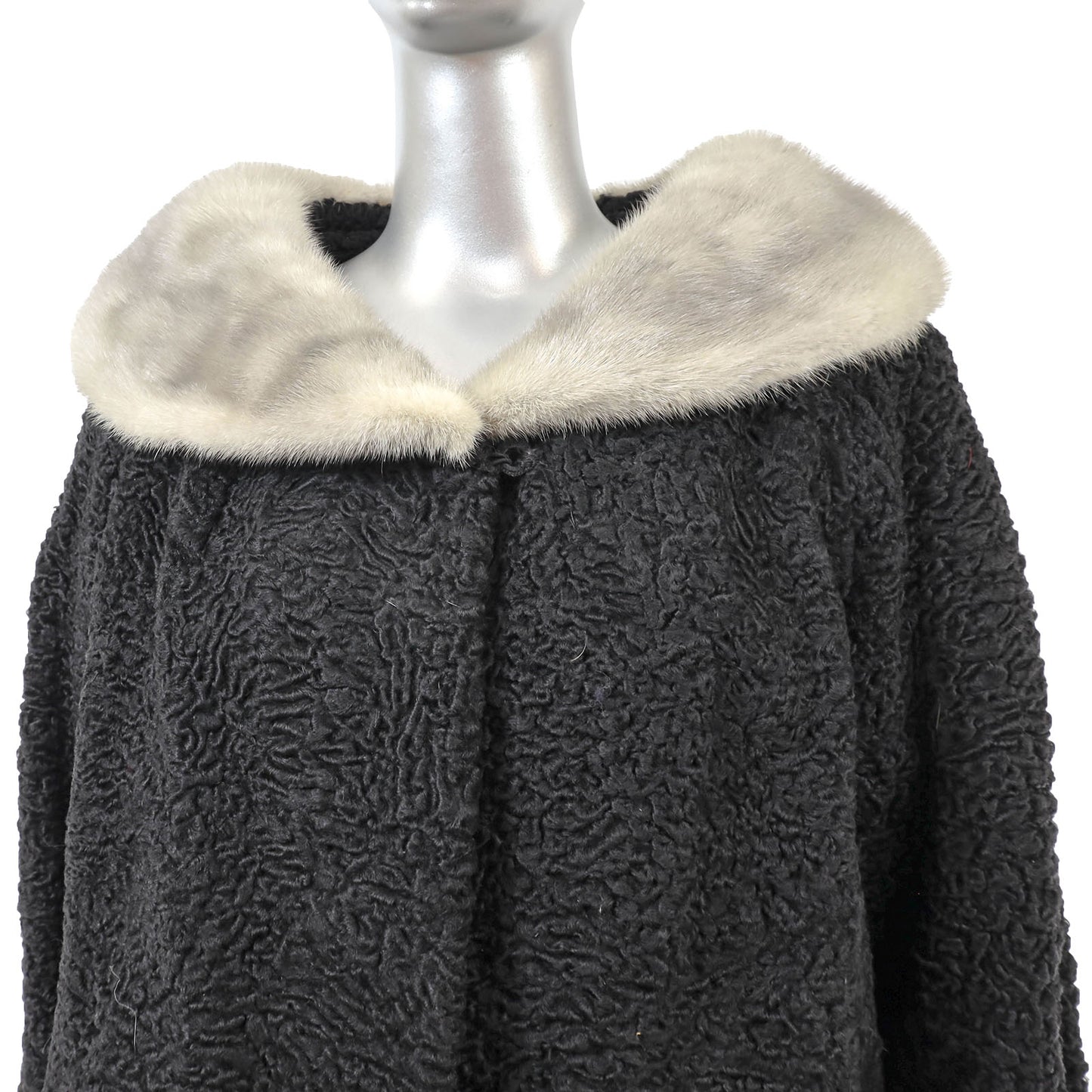 Black Lamb Jacket with Mink Trim- Size L