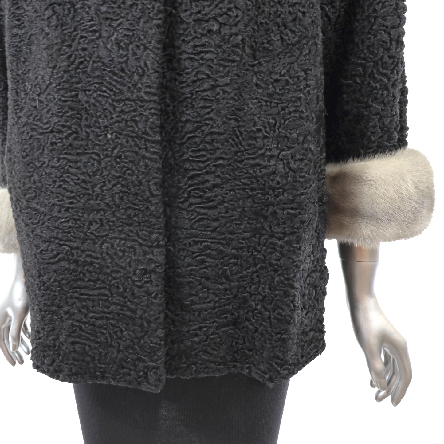 Black Lamb Jacket with Mink Trim- Size L