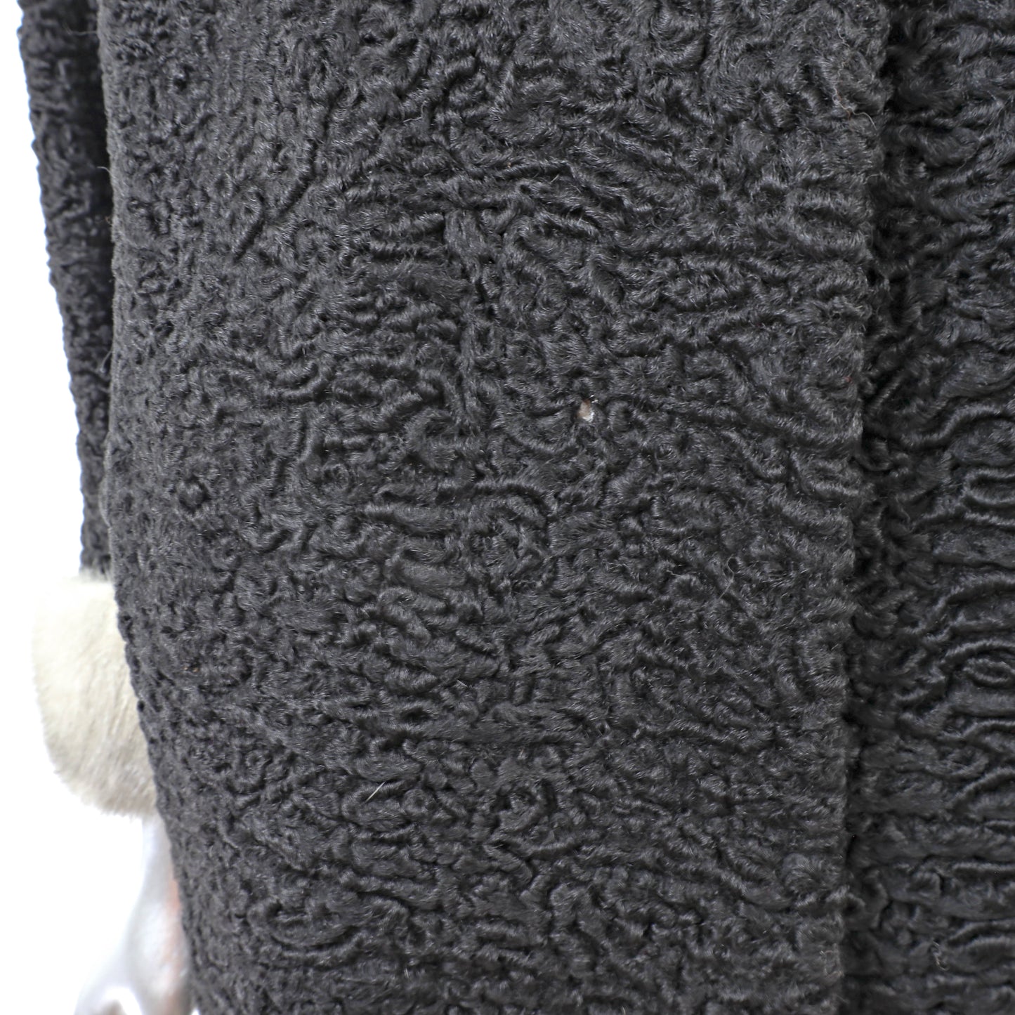 Black Lamb Jacket with Mink Trim- Size L