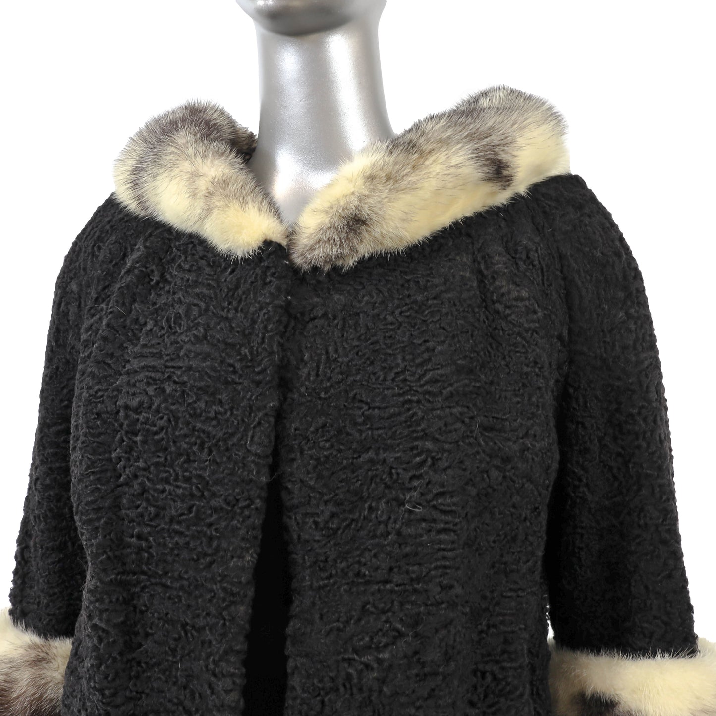 Black Lamb Jacket with Mink Trim- Size S