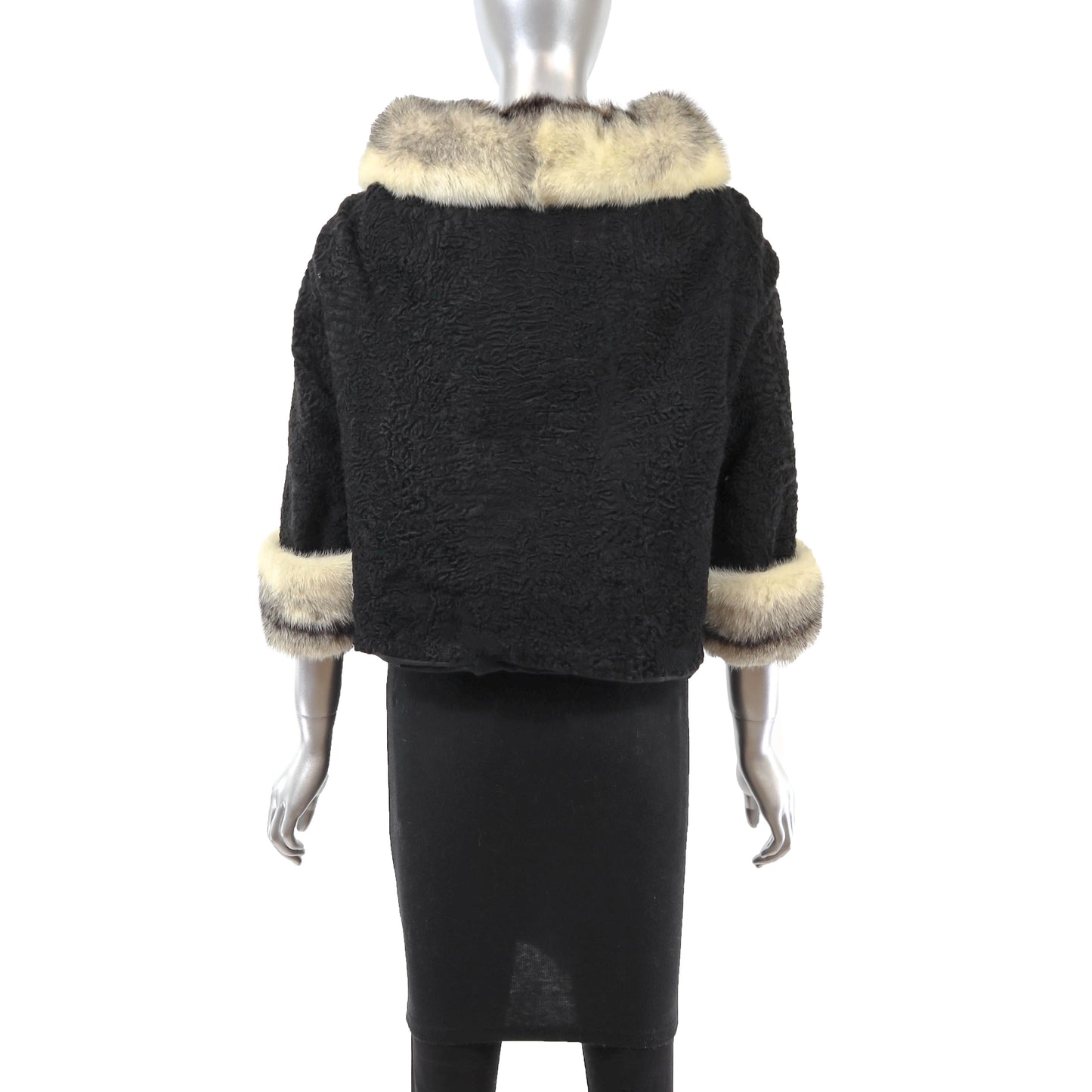 Black Lamb Jacket with Mink Trim- Size S