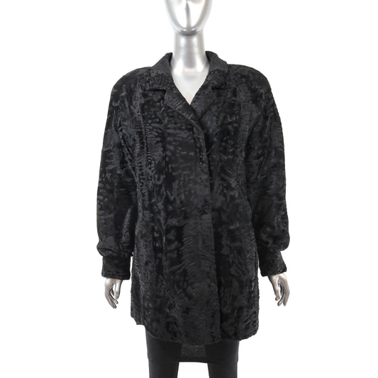 Black Swakara Lamb Jacket- Size XL