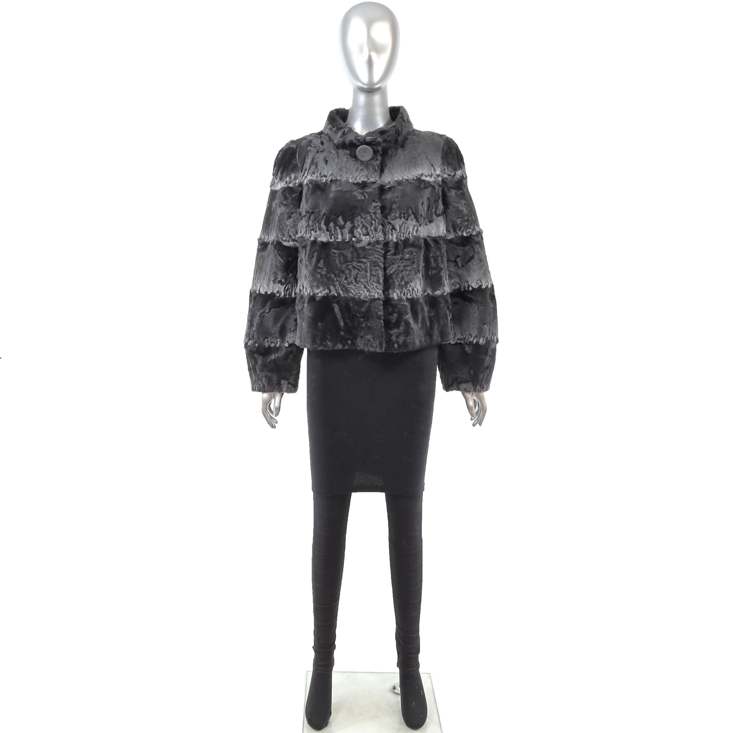 Giuliana Teso/ Neiman Marcus Grey Swakara Lamb Jacket- Size M