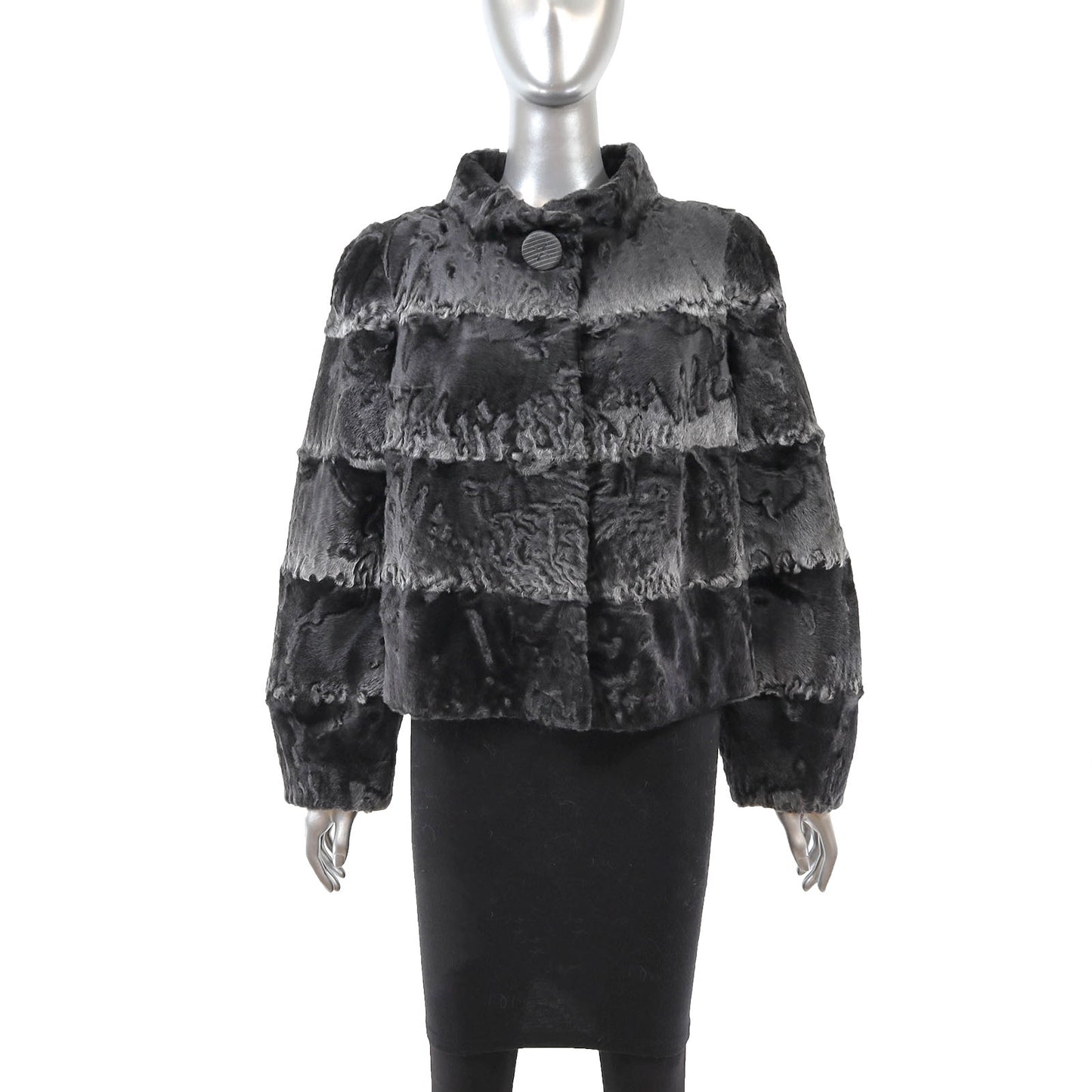 Giuliana Teso/ Neiman Marcus Grey Swakara Lamb Jacket- Size M