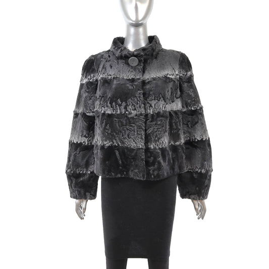 Giuliana Teso/ Neiman Marcus Grey Swakara Lamb Jacket- Size M