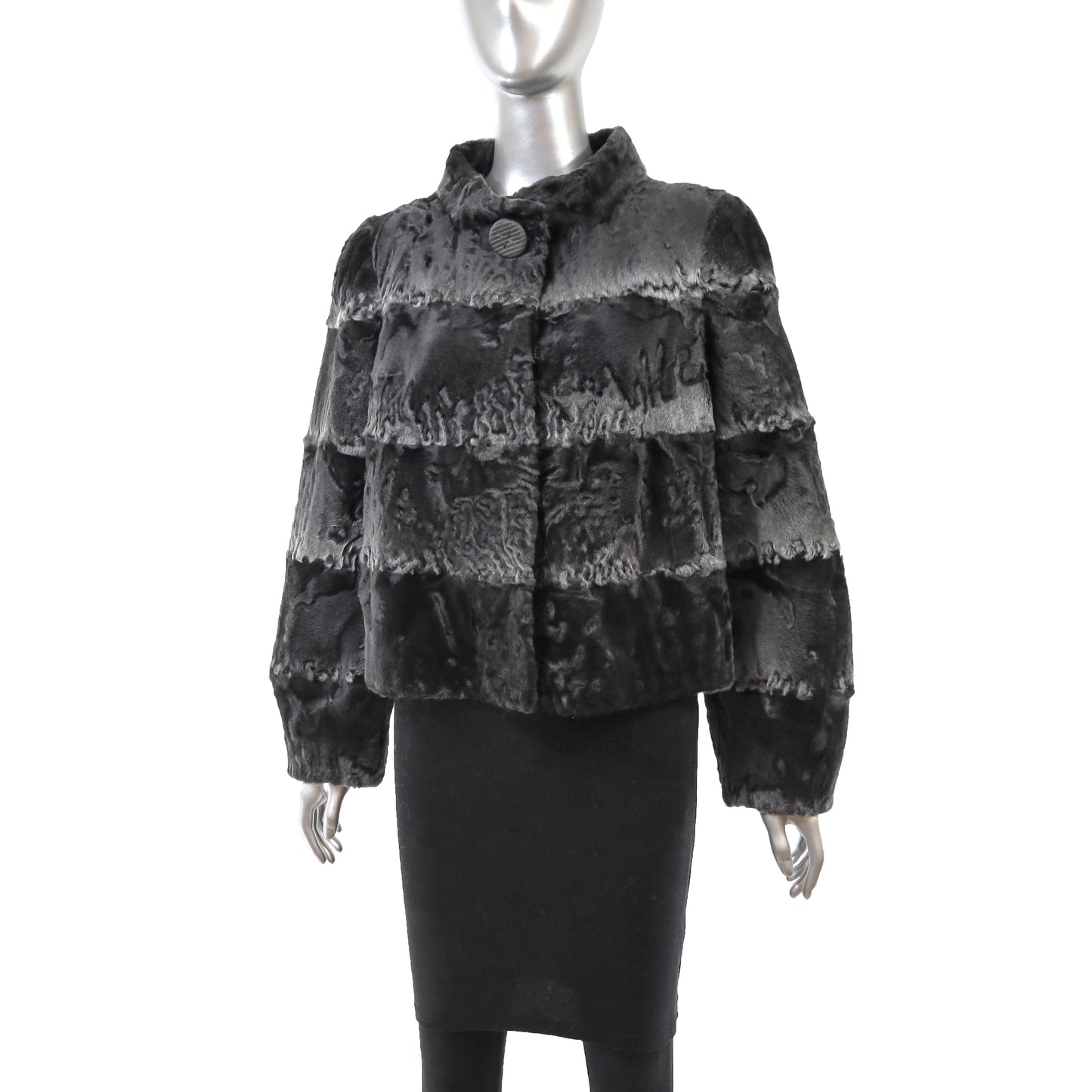 Giuliana Teso/ Neiman Marcus Grey Swakara Lamb Jacket- Size M