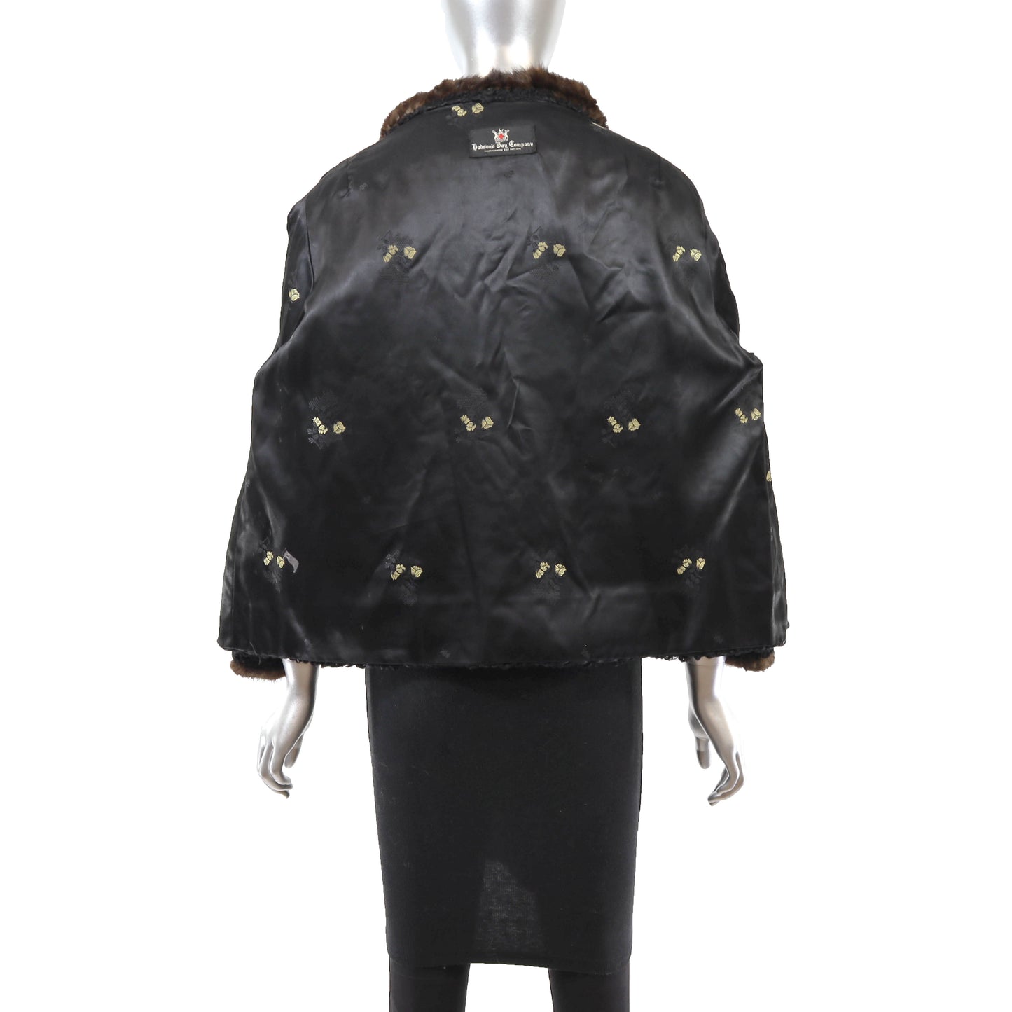 Black Lamb Jacket with Mink Trim- Size L