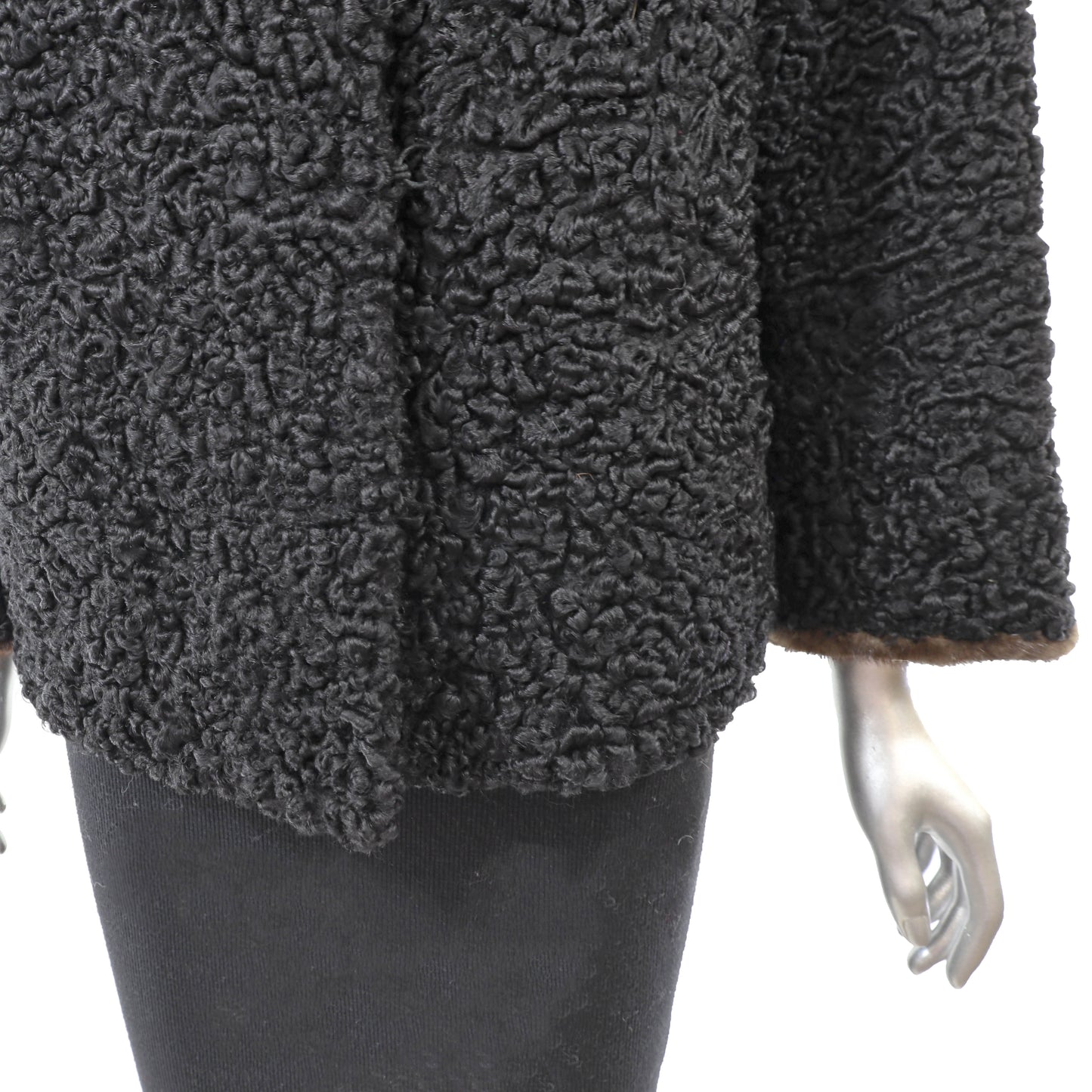 Black Lamb Jacket with Mink Trim- Size L