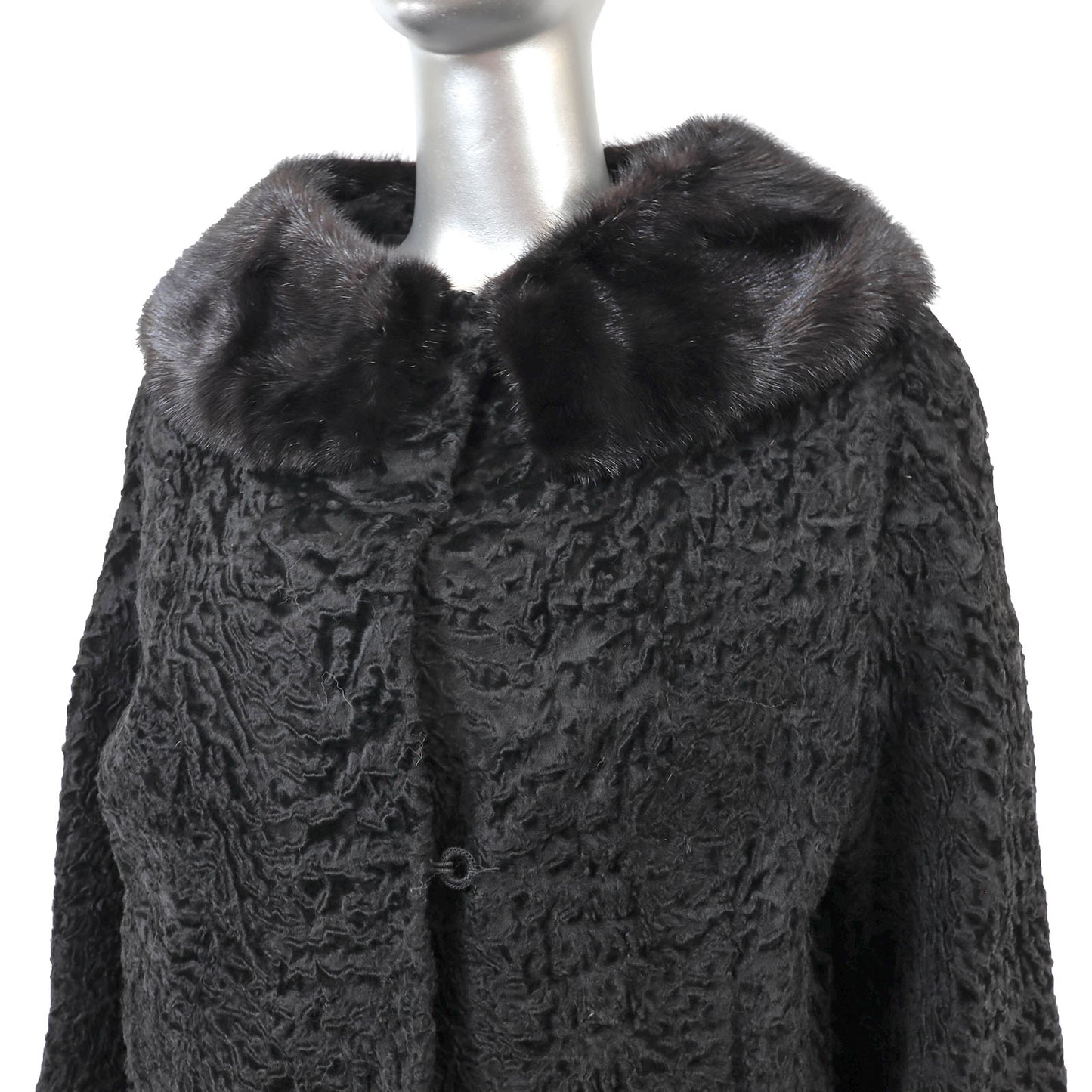 Black Lamb Jacket with Mink Trim- Size M