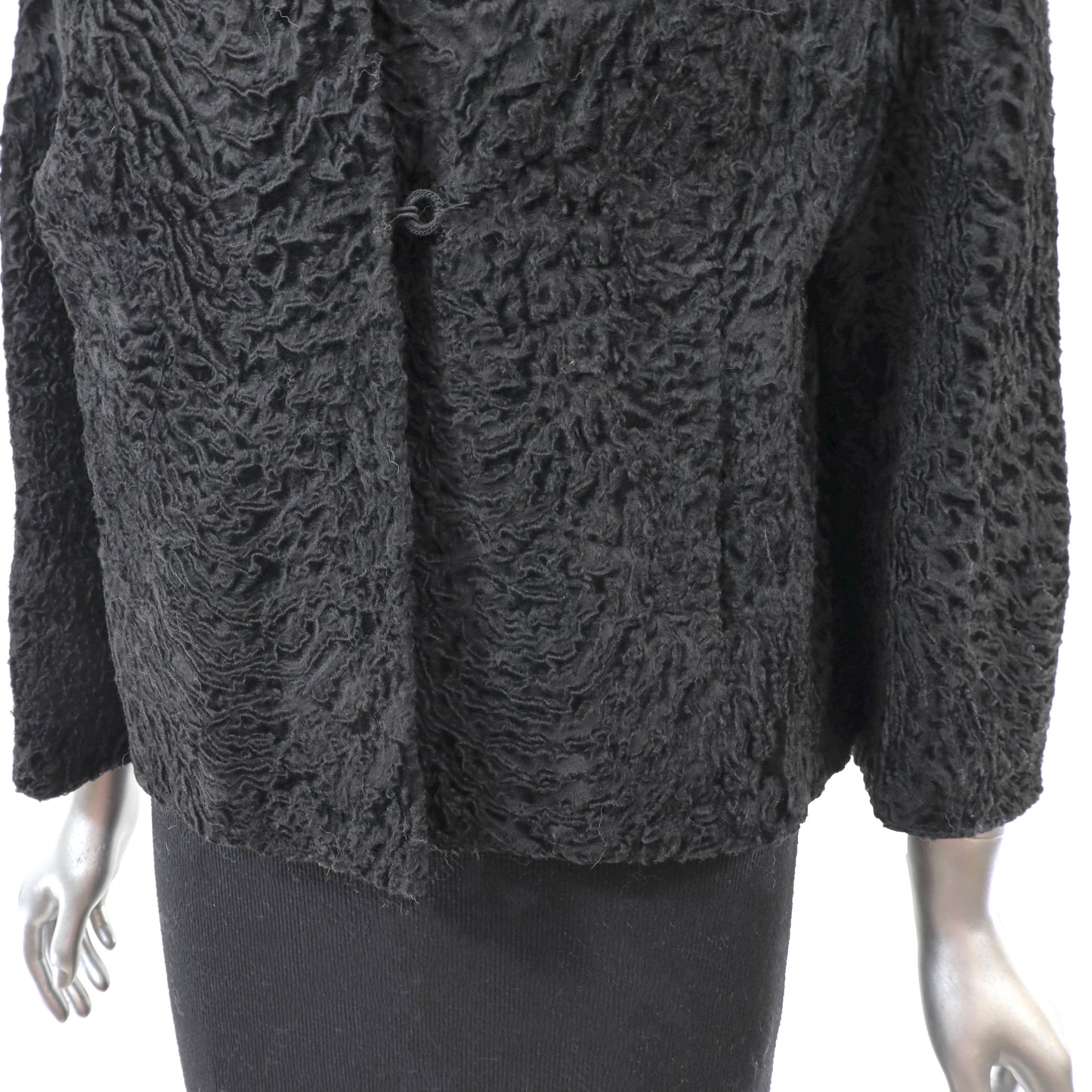 Black Lamb Jacket with Mink Trim- Size M