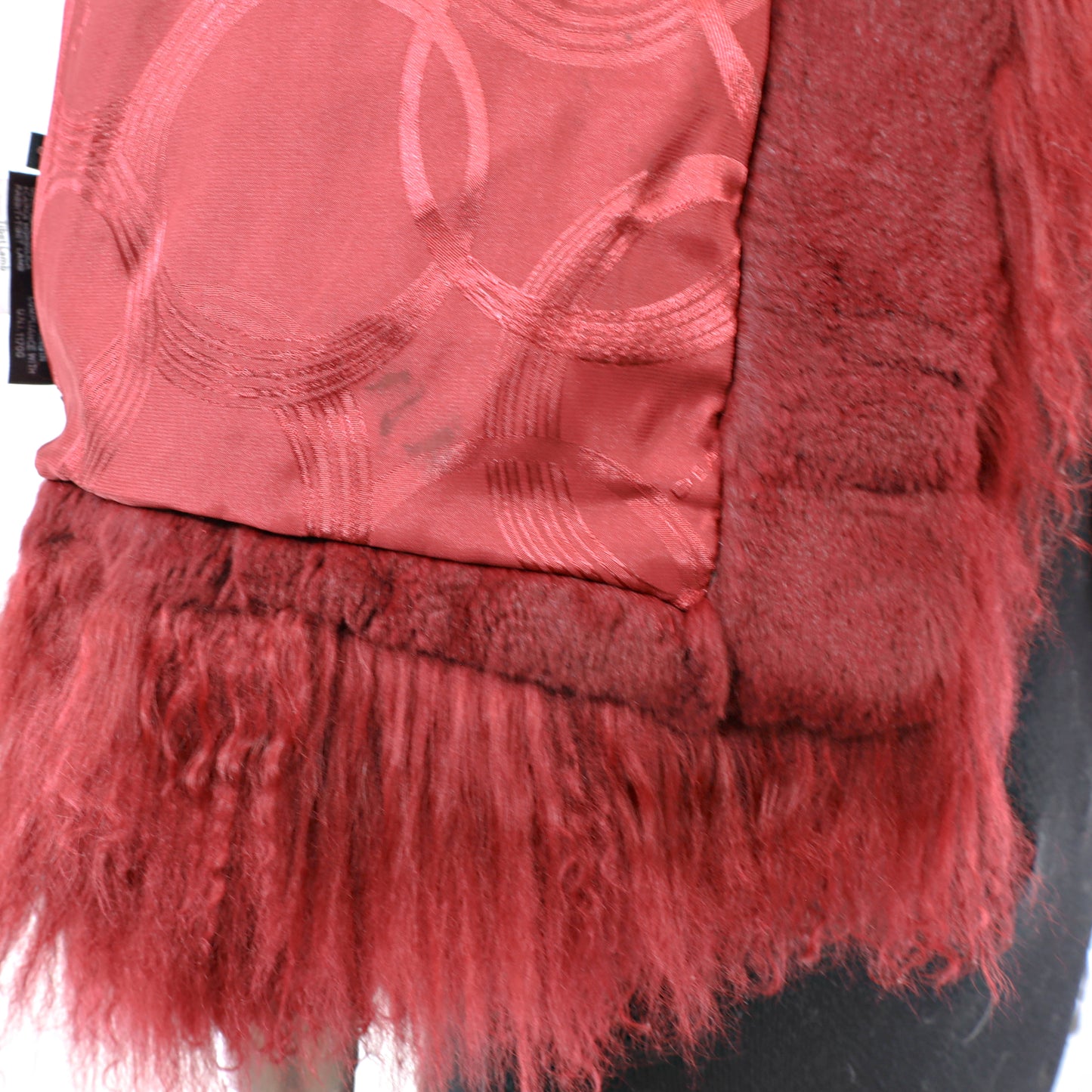 Red Tibetan Lamb Jacket- Size M