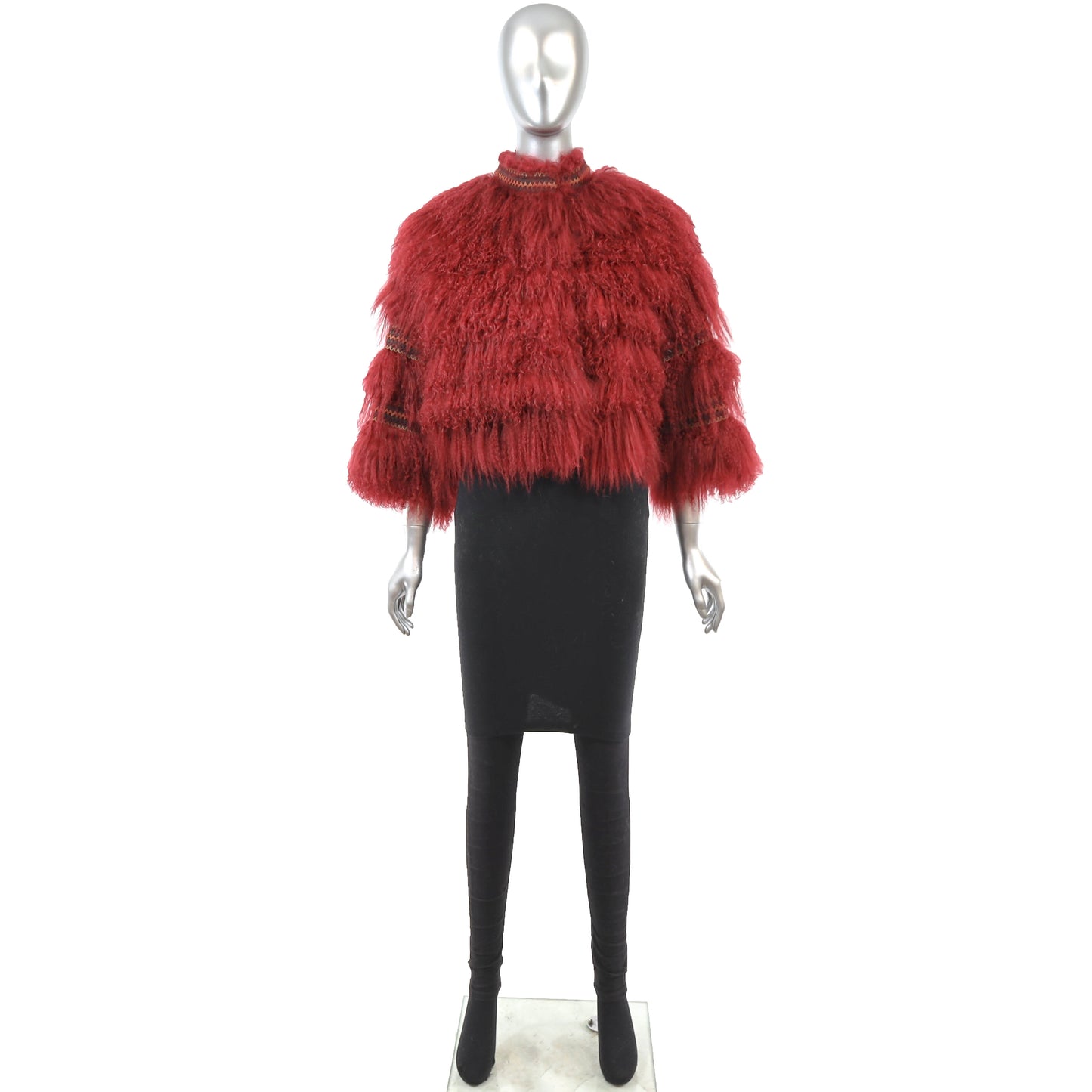 Red Tibetan Lamb Jacket- Size M