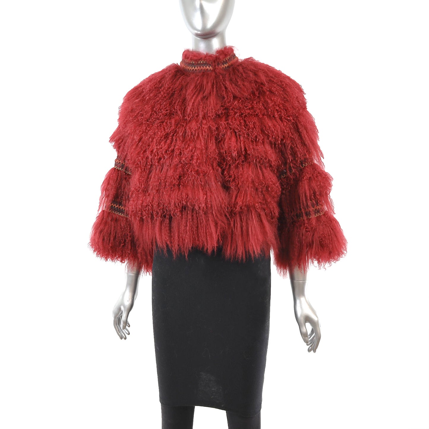 Red Tibetan Lamb Jacket- Size M