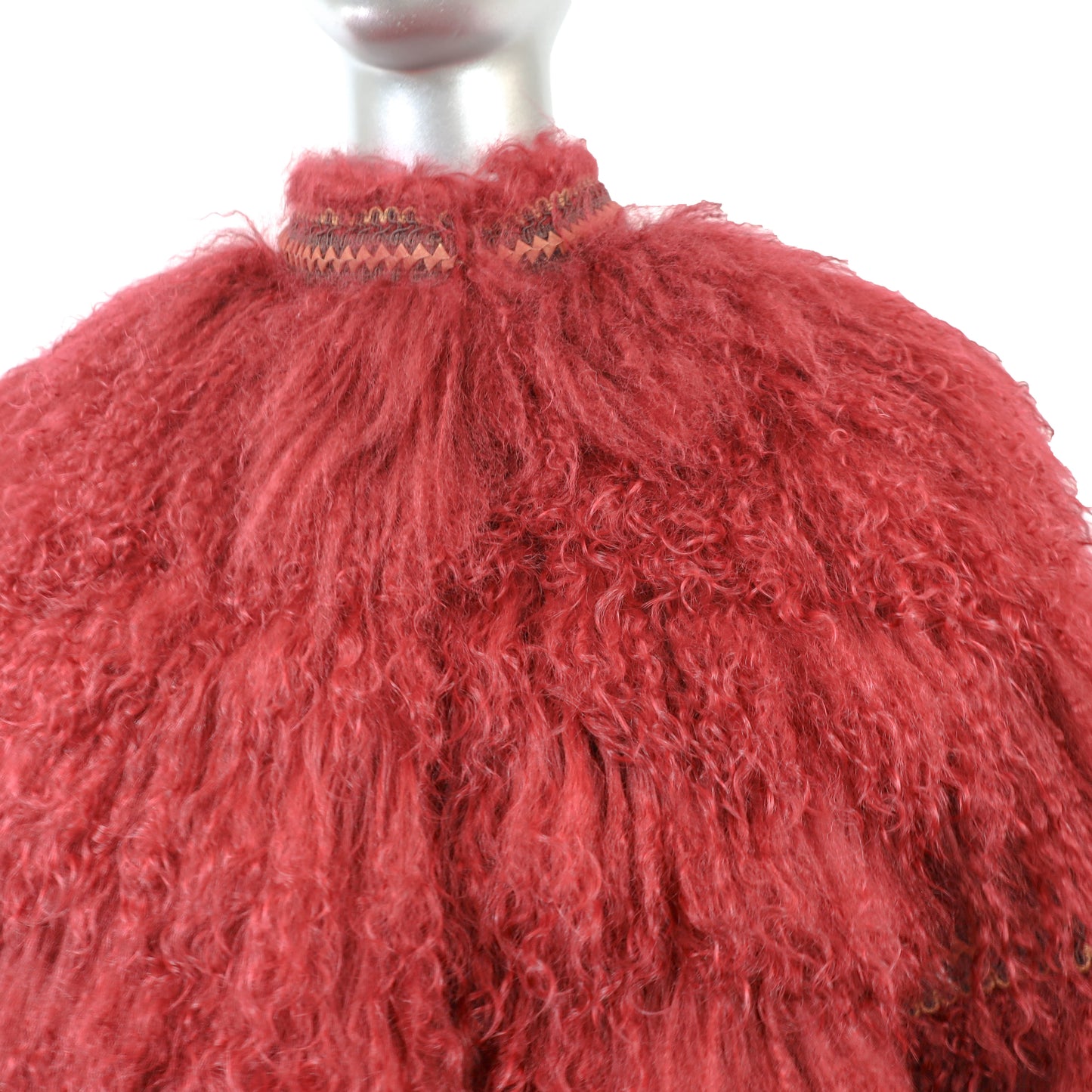 Red Tibetan Lamb Jacket- Size M