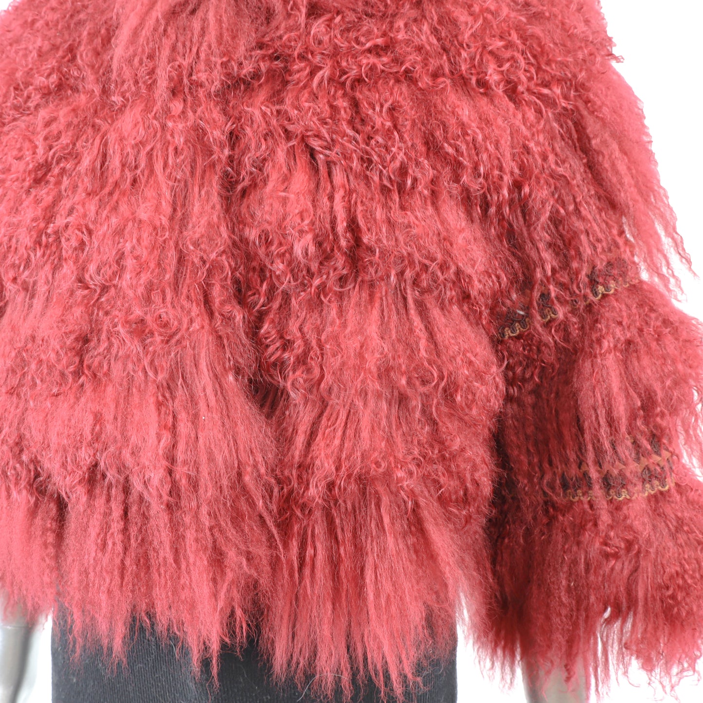 Red Tibetan Lamb Jacket- Size M