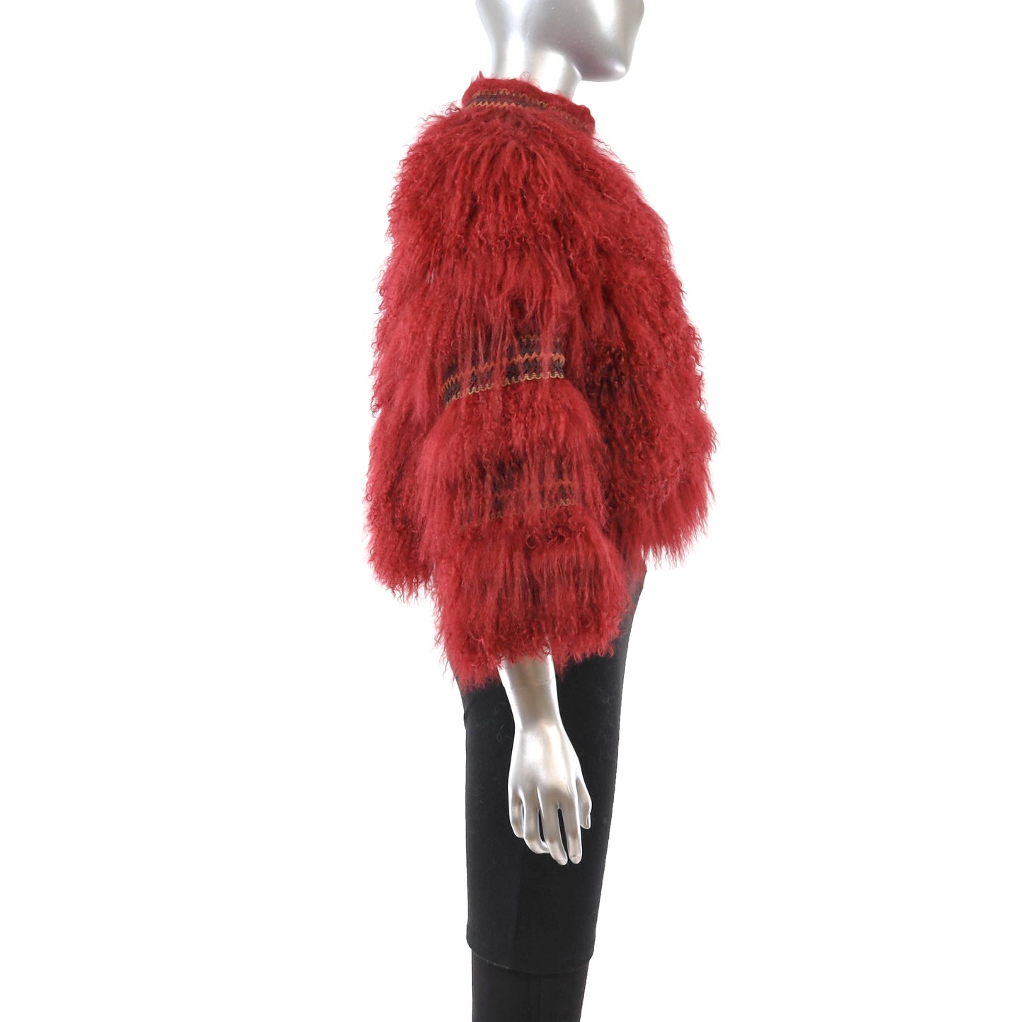 Red Tibetan Lamb Jacket- Size M