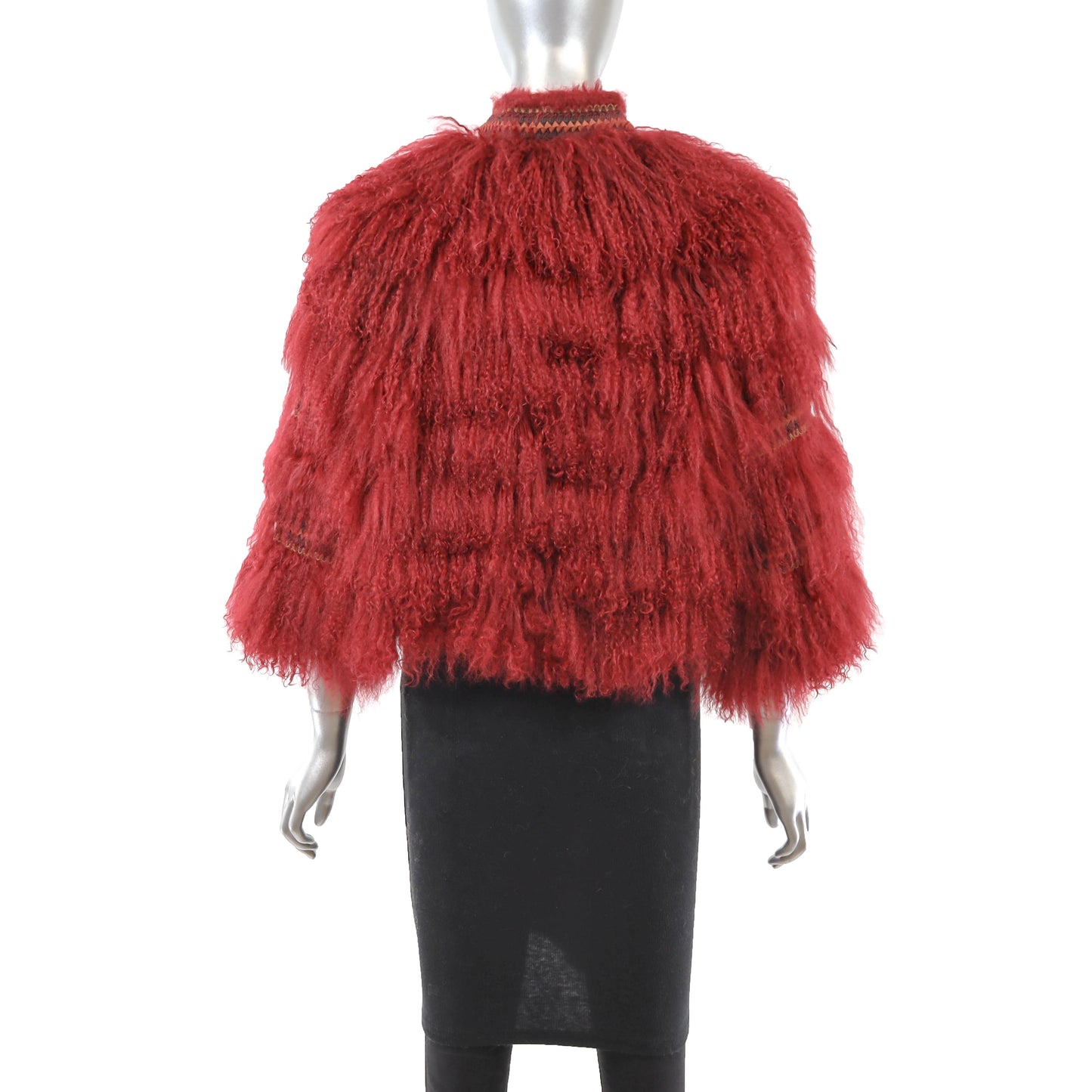 Red Tibetan Lamb Jacket- Size M