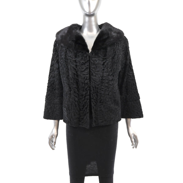 Lamb Jacket with Mink Collar- Size S