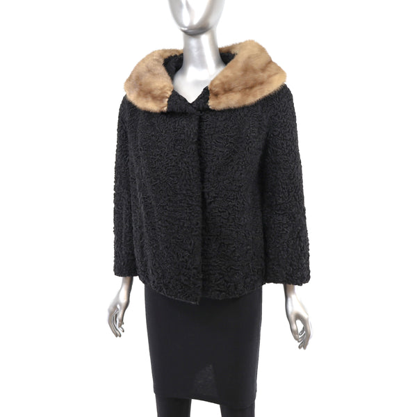 Persian Lamb Jacket with Mink Collar- Size M