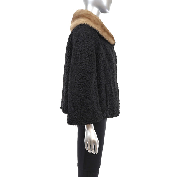 Persian Lamb Jacket with Mink Collar- Size M