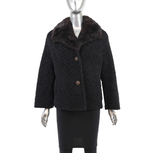 Persian Lamb Jacket with Squirrel Collar- Size S
