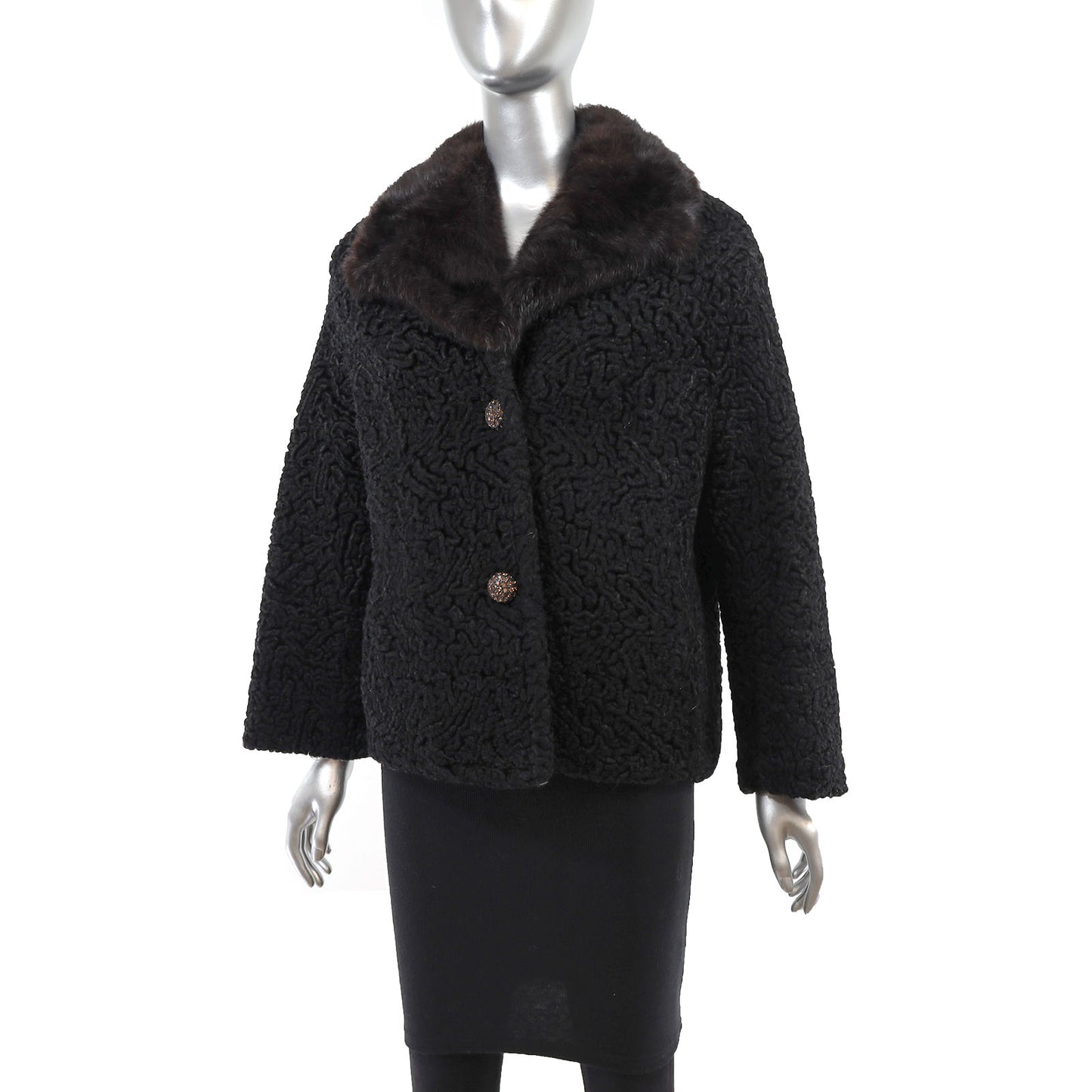 Persian Lamb Jacket with Squirrel Collar- Size S