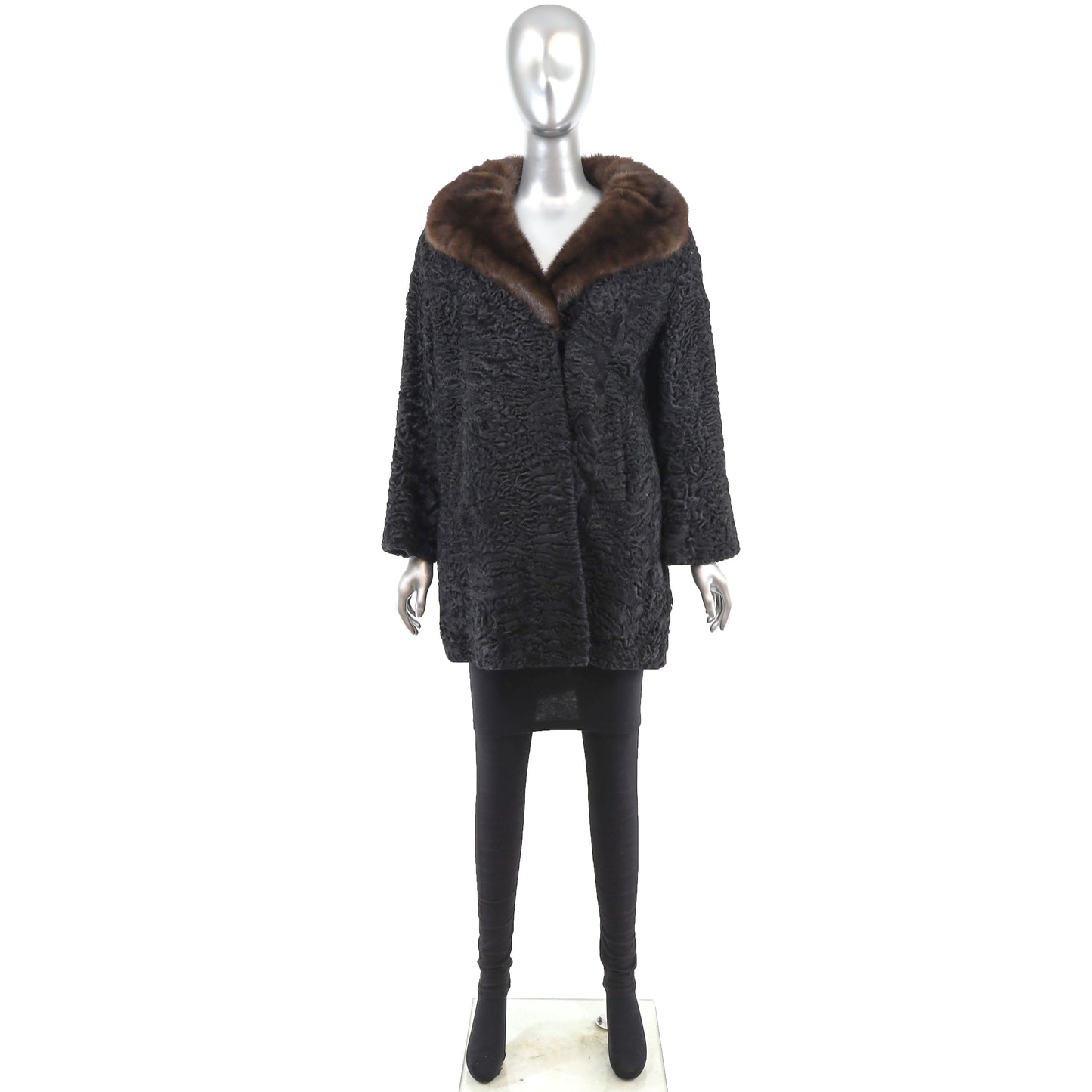 Persian Lamb Stroller with Mink Collar- Size L