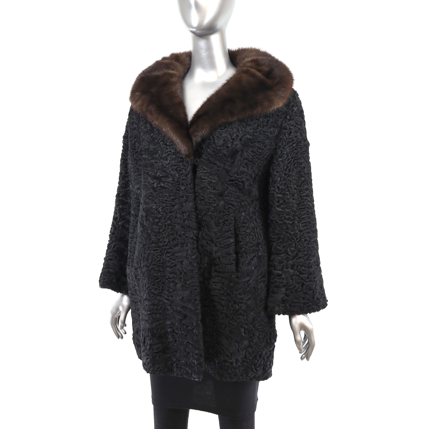 Persian Lamb Stroller with Mink Collar- Size L