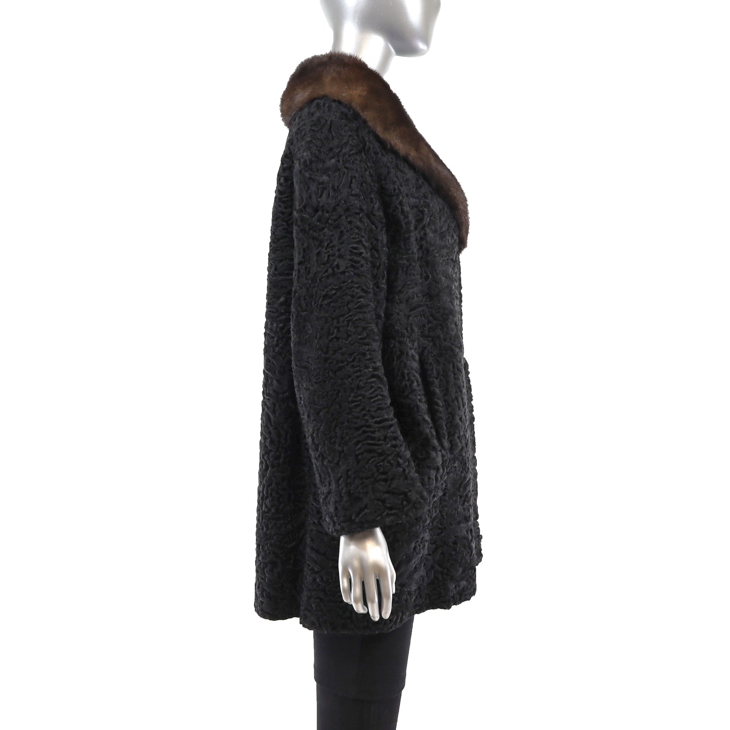 Persian Lamb Stroller with Mink Collar- Size L