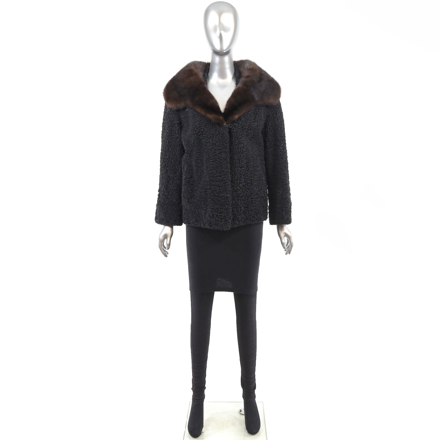 Persian Lamb Jacket with Mink Collar- Size M