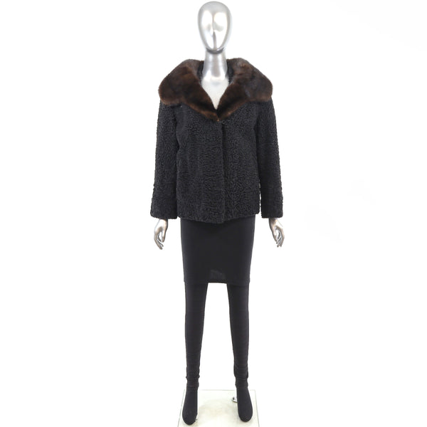 Persian Lamb Jacket with Mink Collar- Size M