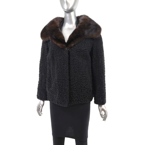 Persian Lamb Jacket with Mink Collar- Size M