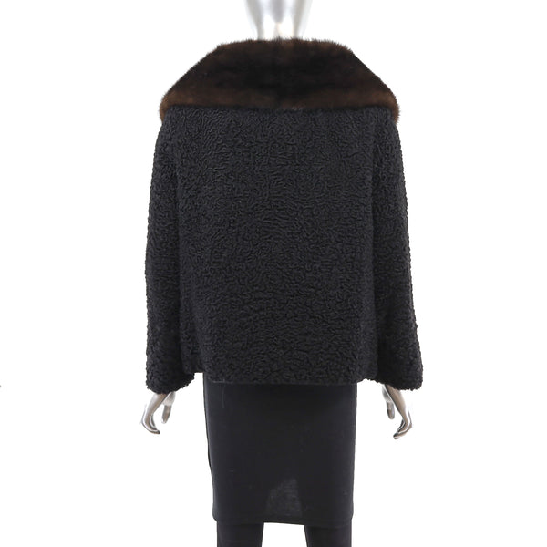 Persian Lamb Jacket with Mink Collar- Size M