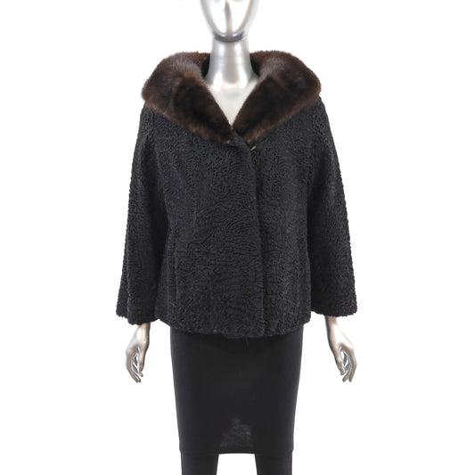 Lamb Jacket with Mink Collar- Size M