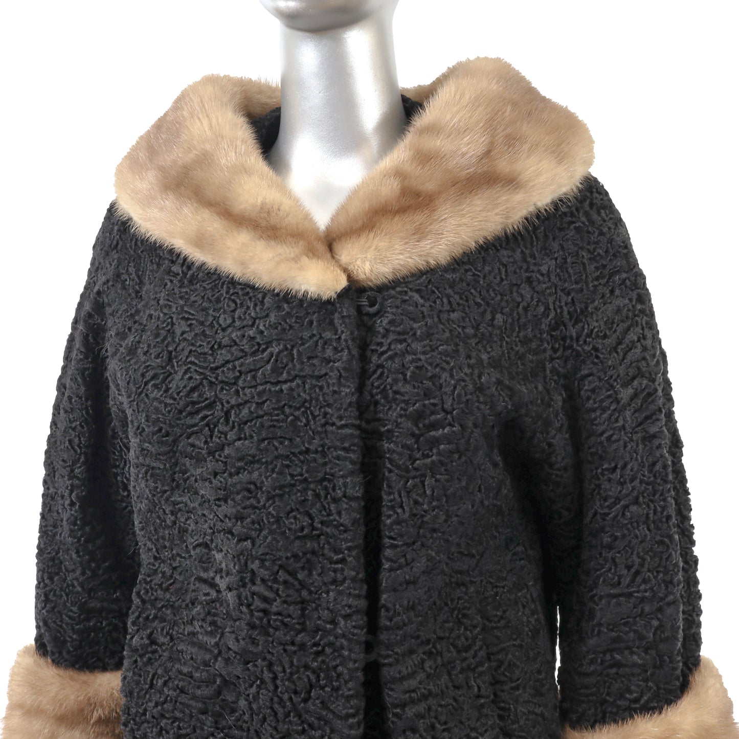 Black Lamb Jacket with Mink Trim- Size M