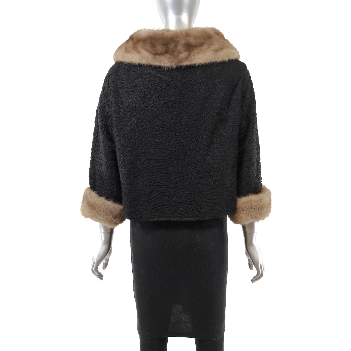 Black Lamb Jacket with Mink Trim- Size M